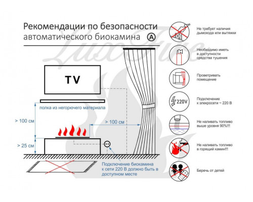 Автоматический биокамин Lux Fire Smart Flame 2000 RC